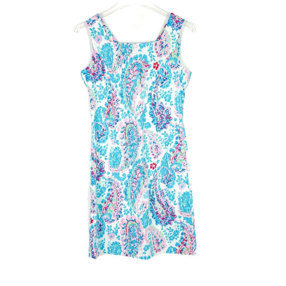 Talbots Petite Fresco Paisley Sheath Dress Sleeveless Blue Size 2P 2 Petite EUC - Picture 2 of 10